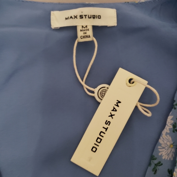 Max Studio Blue Floral Summer Maxi Hi-Low Dress - Picture 8 of 11